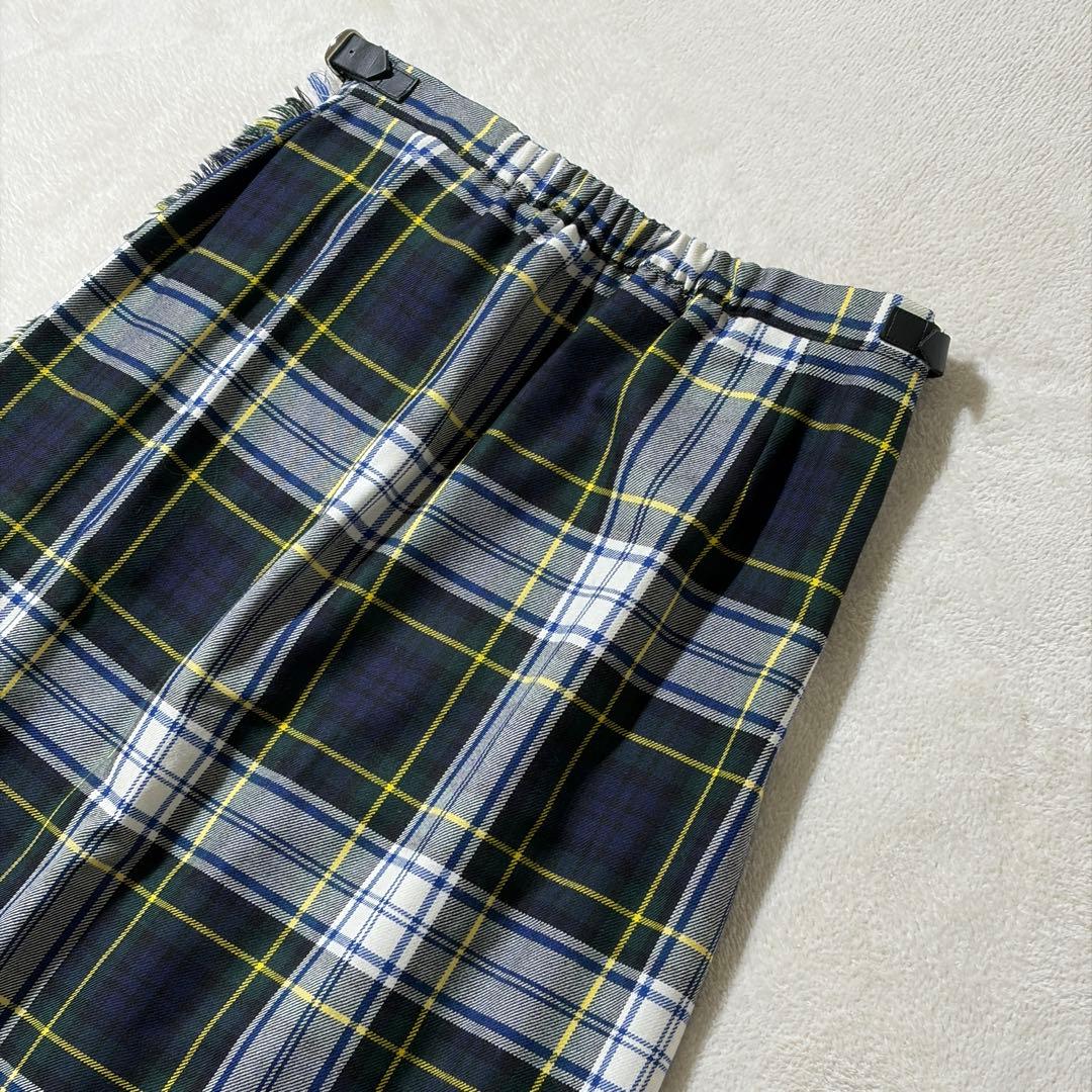 オニールオブダブリン　フロントプリーツ キルトスカート　ロング　ウール　ベルト