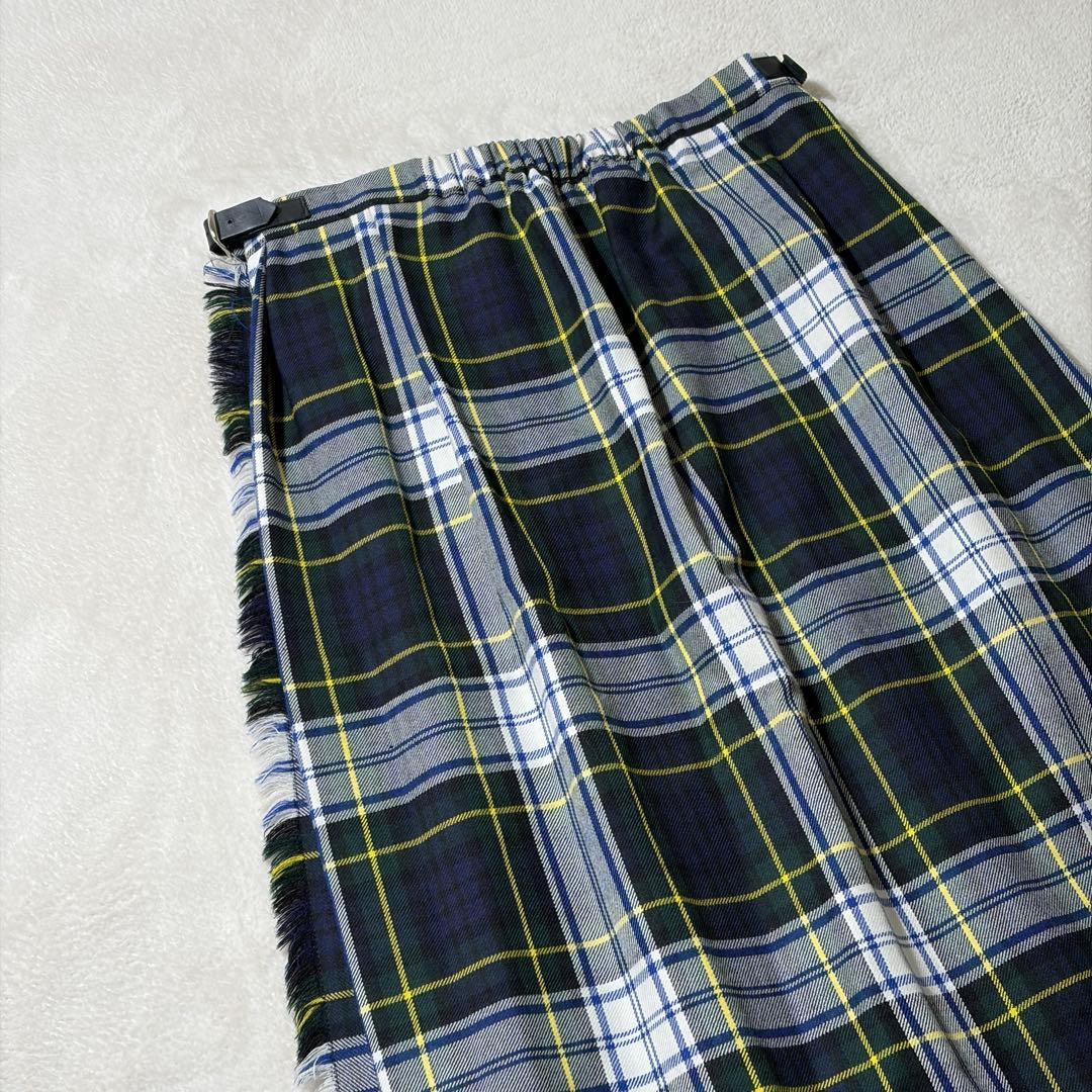 オニールオブダブリン　フロントプリーツ キルトスカート　ロング　ウール　ベルト