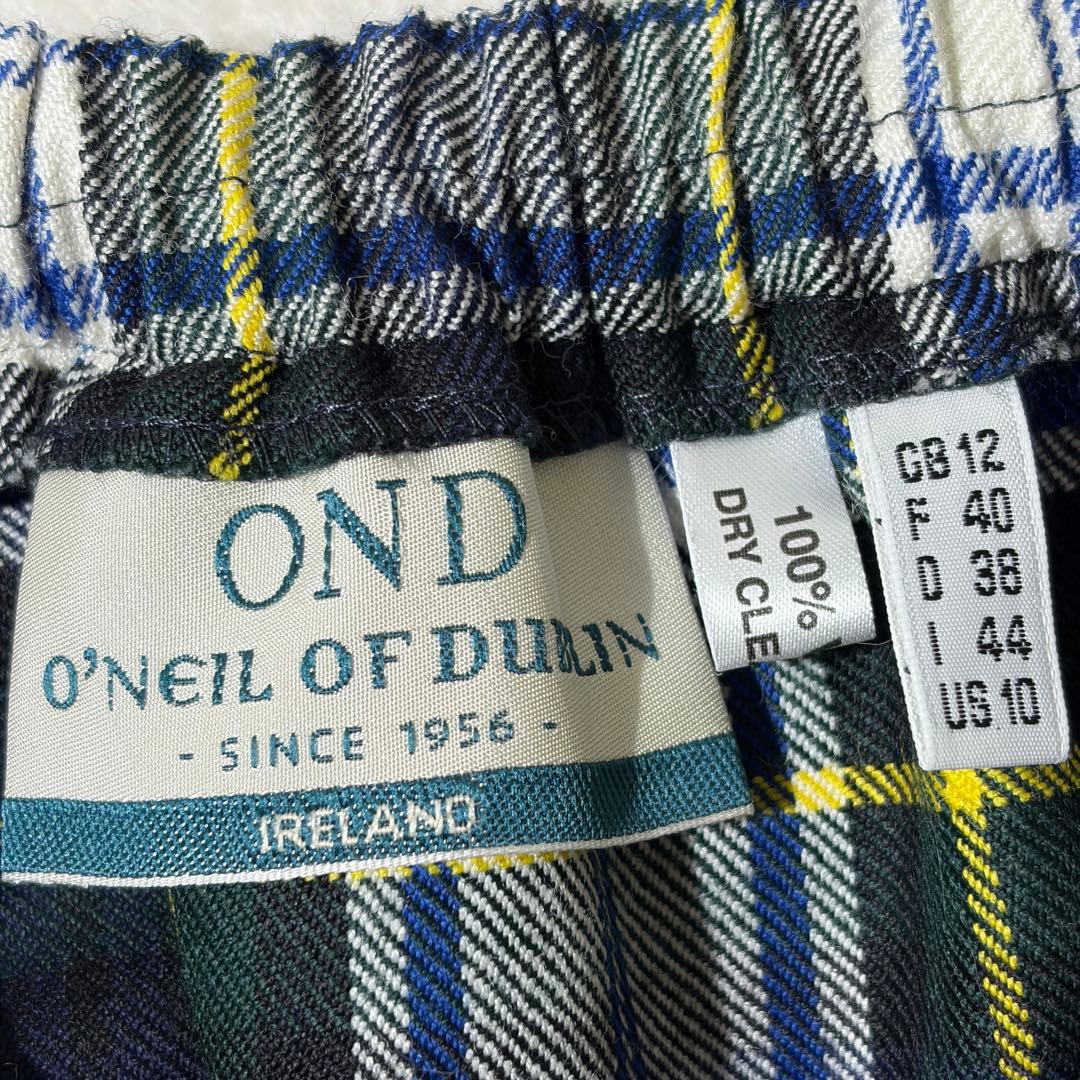 オニールオブダブリン　フロントプリーツ キルトスカート　ロング　ウール　ベルト