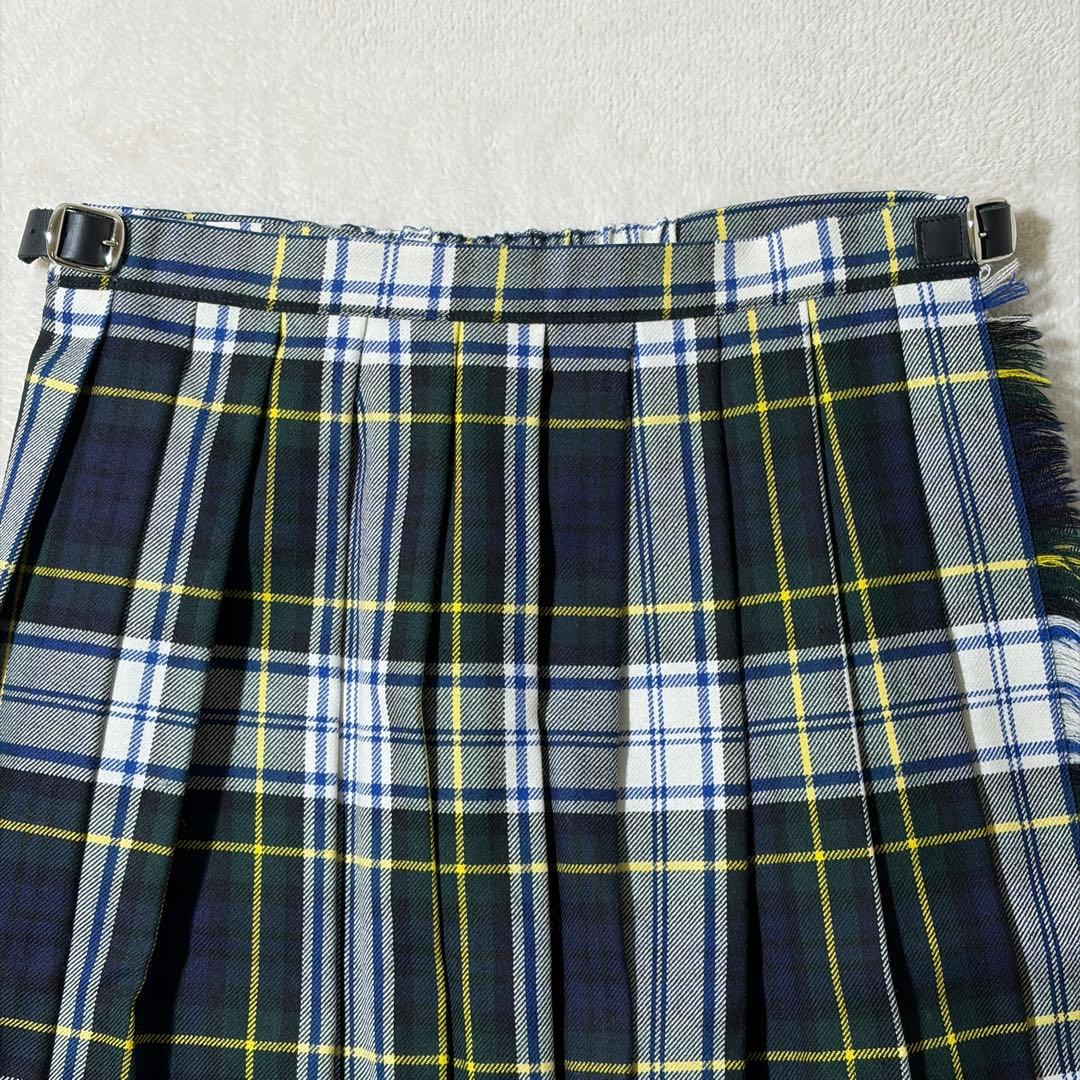 オニールオブダブリン　フロントプリーツ キルトスカート　ロング　ウール　ベルト