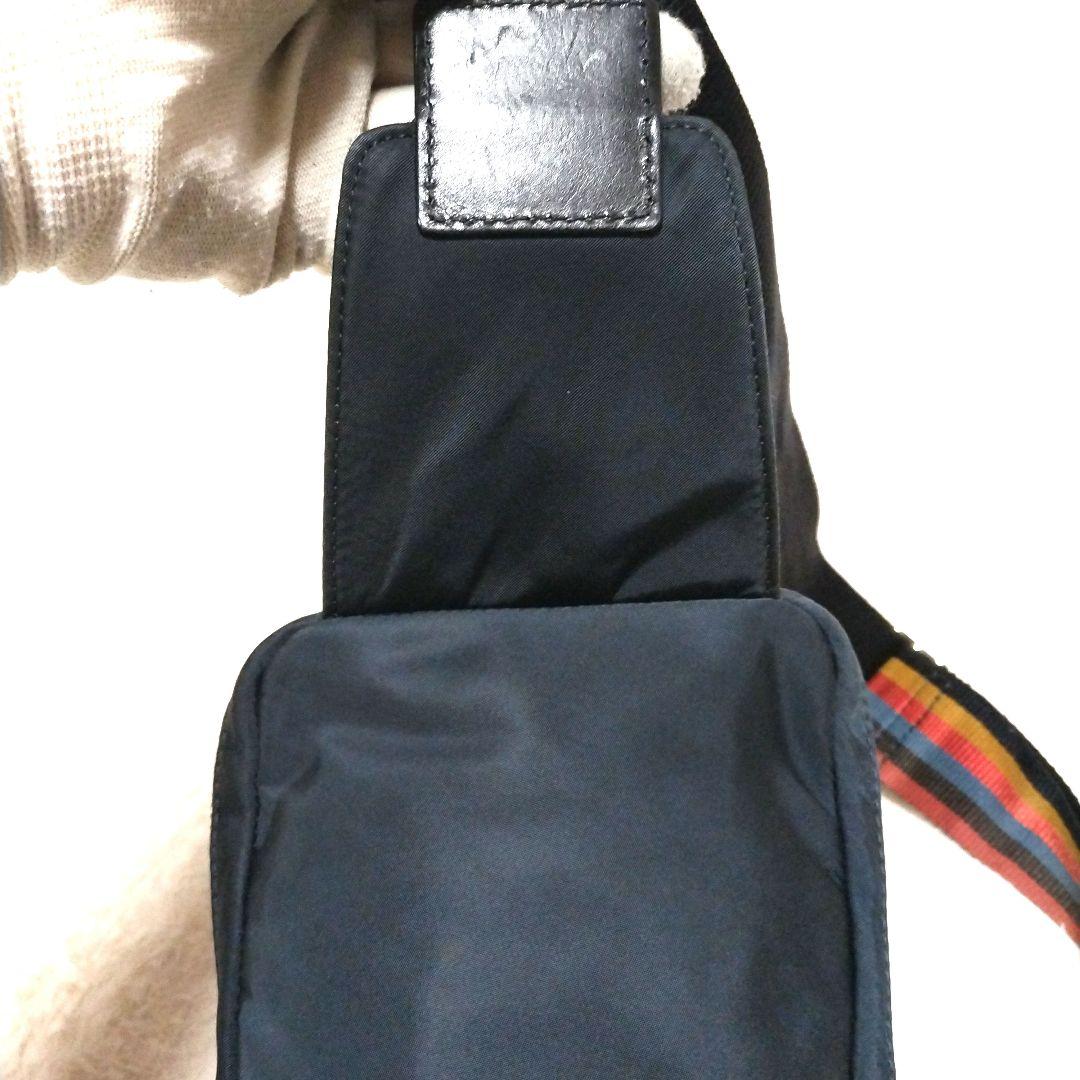 【美品】ポールスミス マルチストライプ ロゴ刻印 ゴールド金具 ボディバッグ