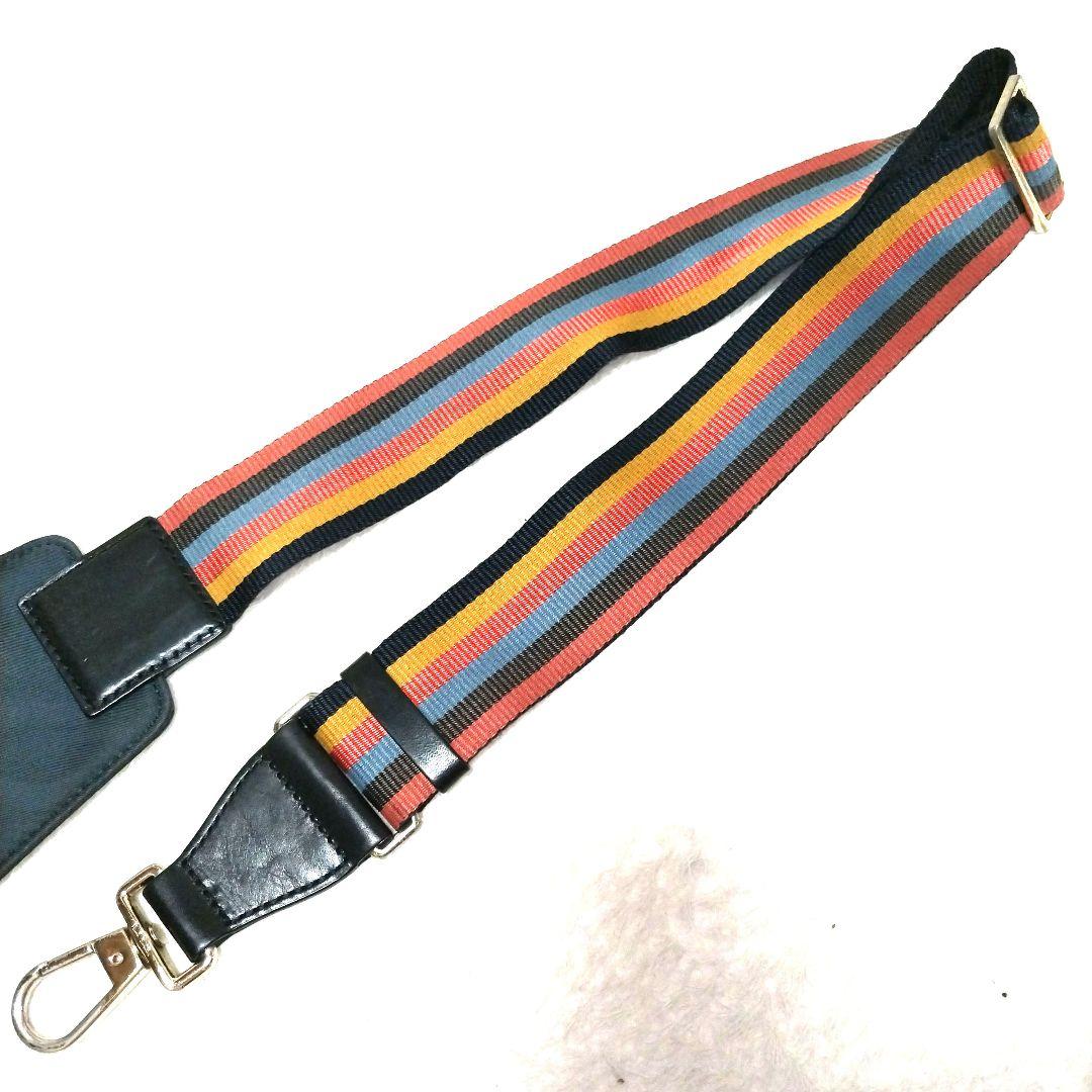 【美品】ポールスミス マルチストライプ ロゴ刻印 ゴールド金具 ボディバッグ