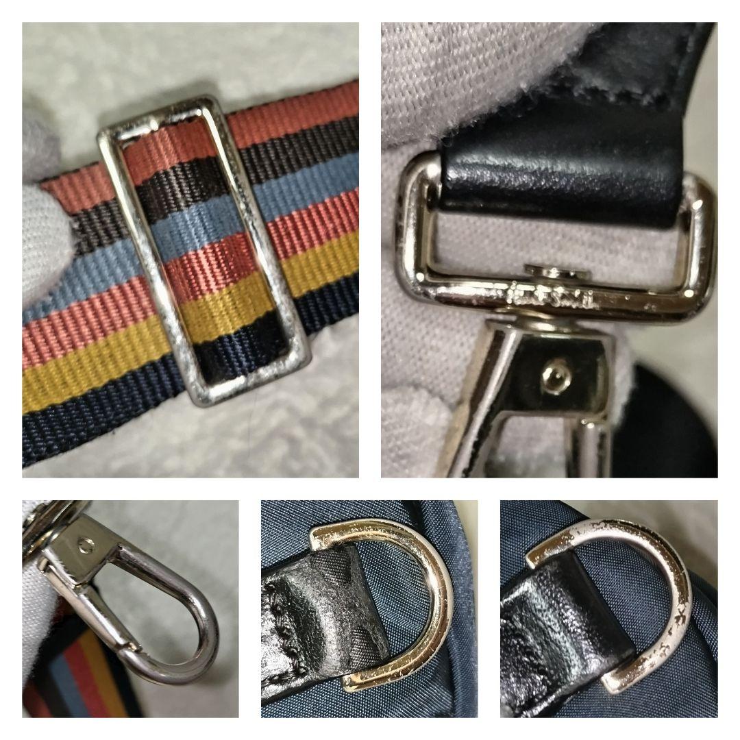 【美品】ポールスミス マルチストライプ ロゴ刻印 ゴールド金具 ボディバッグ