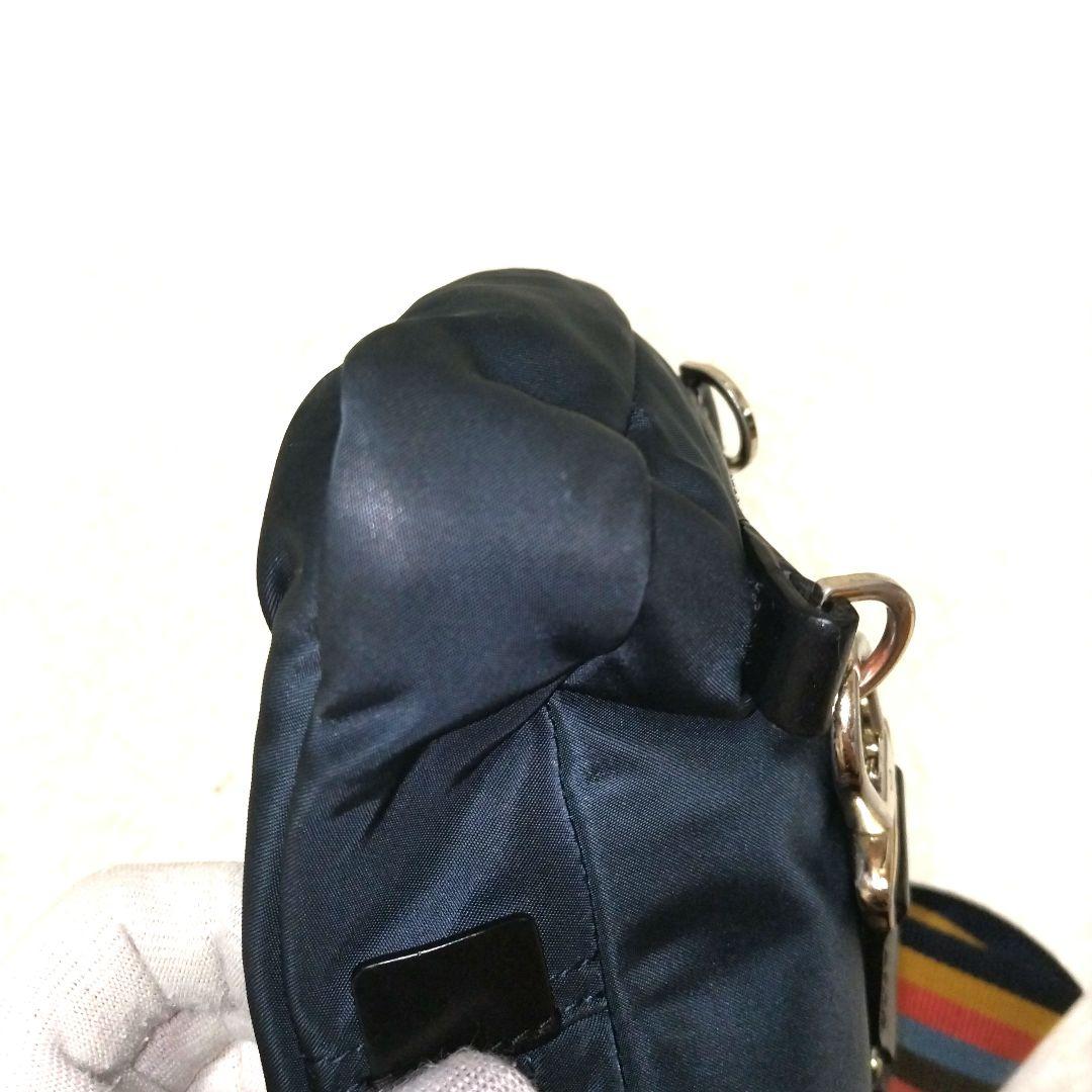 【美品】ポールスミス マルチストライプ ロゴ刻印 ゴールド金具 ボディバッグ