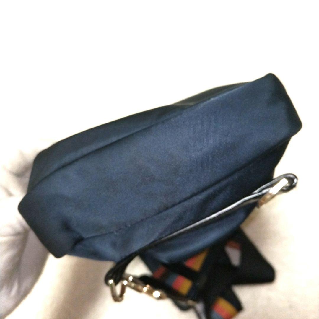 【美品】ポールスミス マルチストライプ ロゴ刻印 ゴールド金具 ボディバッグ