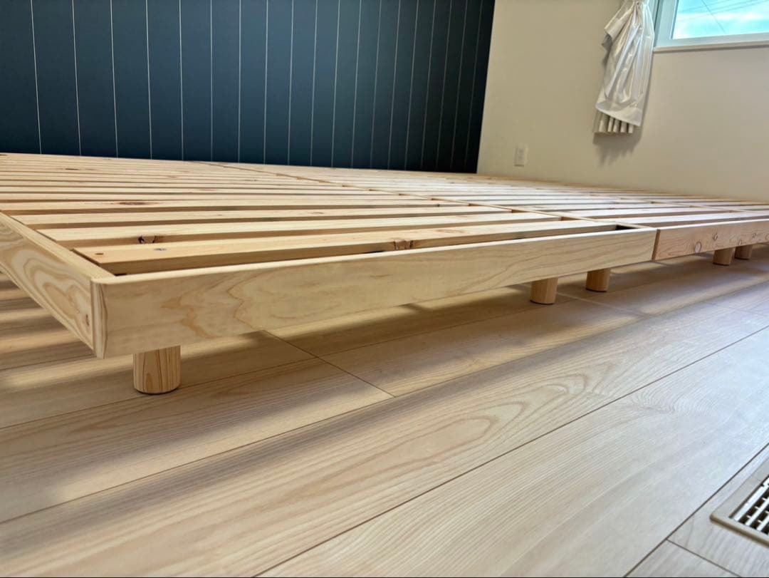 【ほぼ新品】❤️週末セール 高さ調整脚付き 檜すのこベッド（シングル