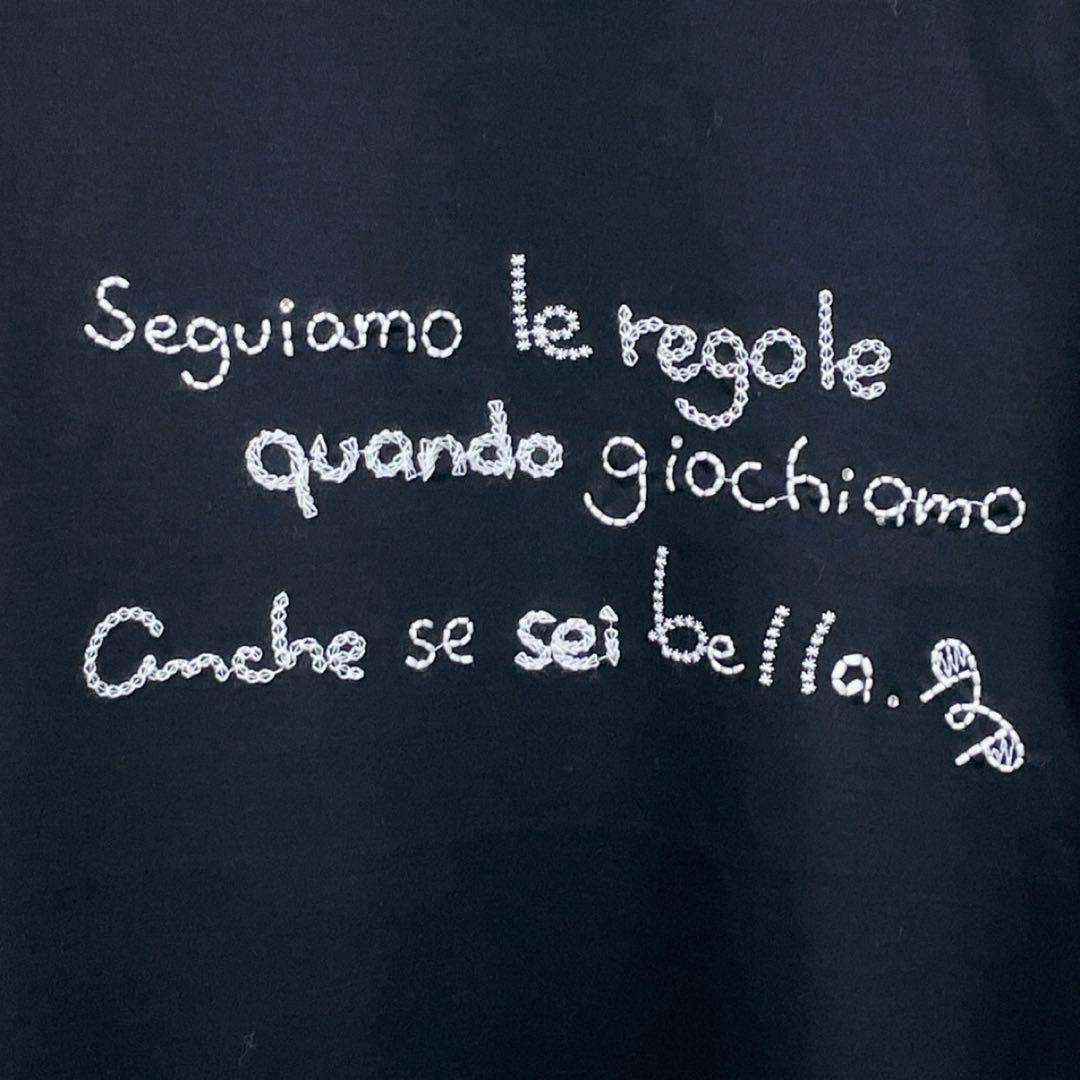 【新品未使用 ムニタルプ】手差し風ロゴ刺繍入り綿デザインハイネック40号