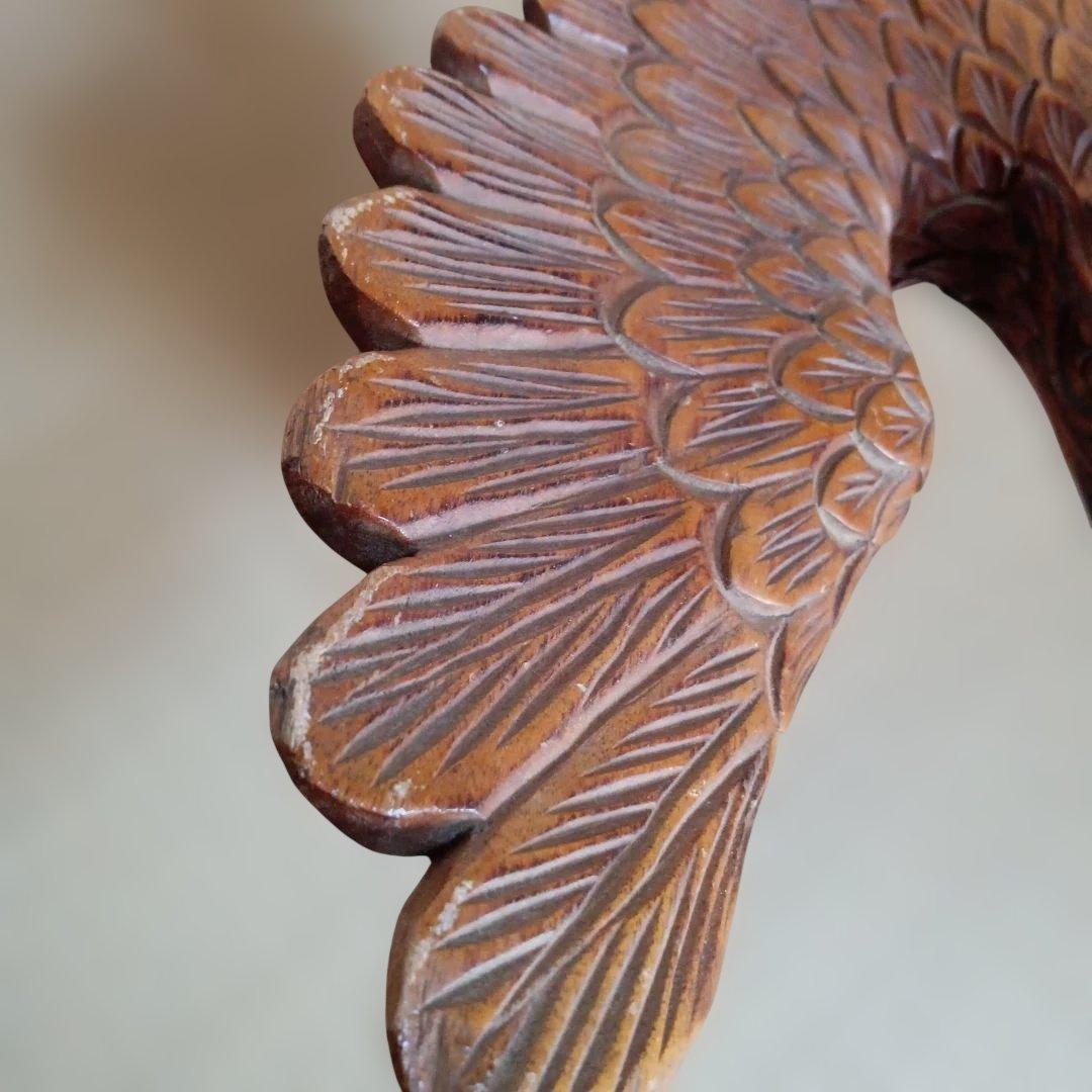 大型 木彫り 鷲 置物 一刀彫 彫刻芸術品 ヴィンテージ 民芸品