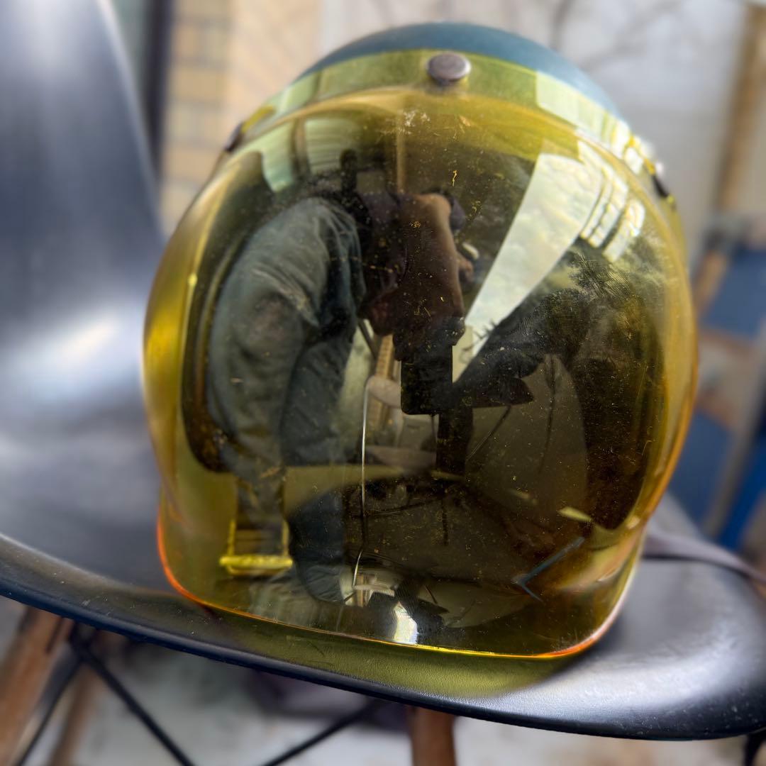 ヴィンテージ　ジェットヘルメット 1960年代　イエローシールド　装飾用　小帽体