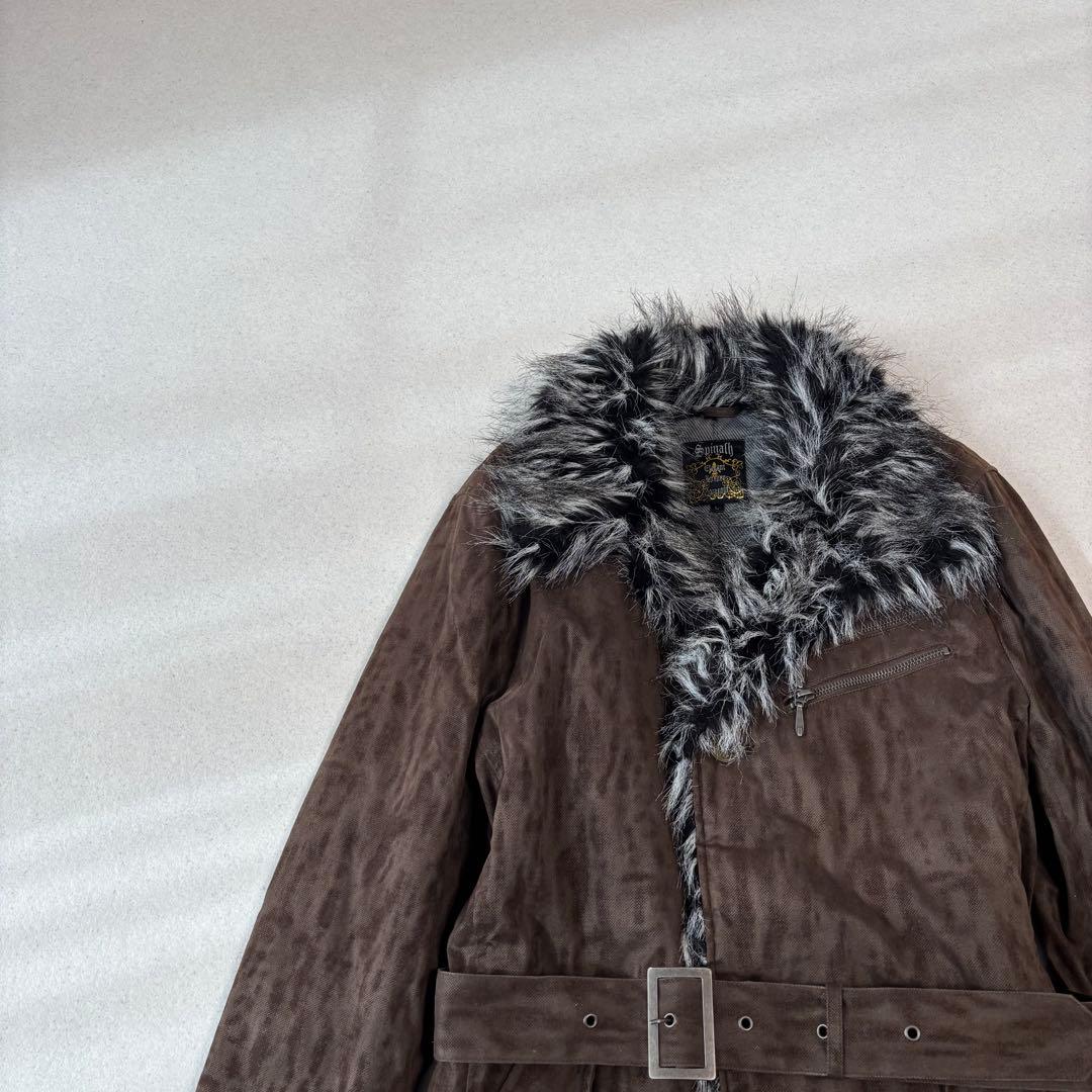Y2K 00s 平成 fur coat brown L グランジ ギャル