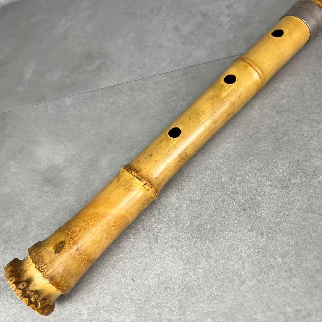 人気　尺八　琴古流　バチ型　銘あり　竹治　1印　2尺3寸　5孔　和楽器