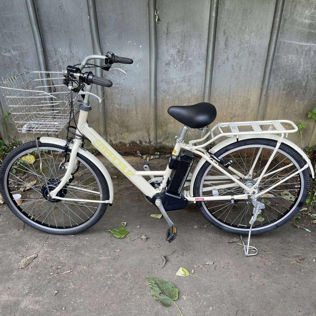 クリーム色 電動アシスト自転車 26インチ