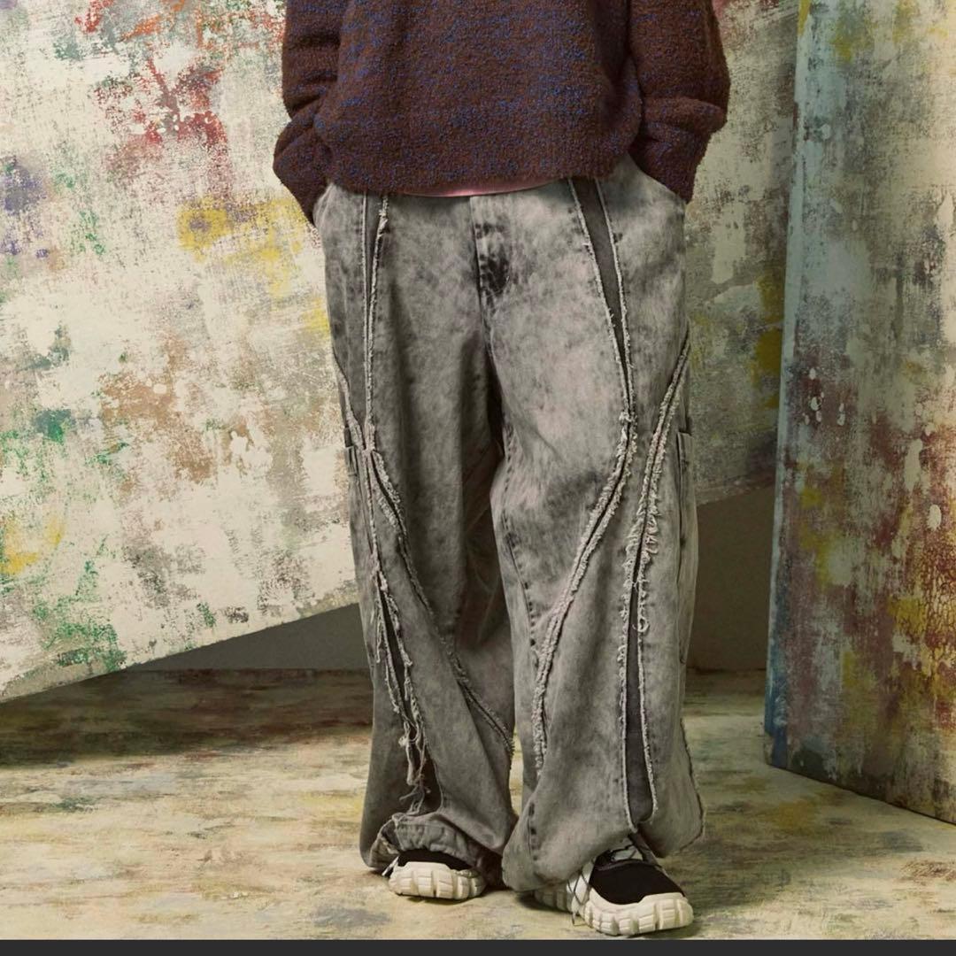 デニム切り替えエイリアンワイドパンツ メゾンスペシャル ライトグレー サイズ0