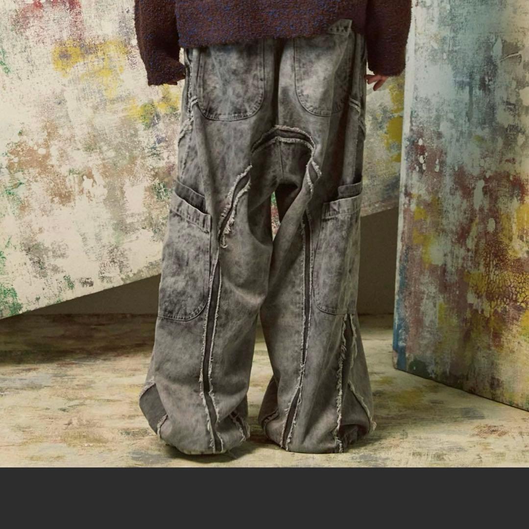 デニム切り替えエイリアンワイドパンツ メゾンスペシャル ライトグレー サイズ0