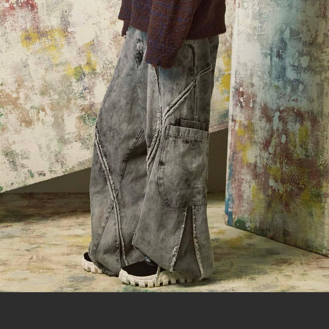 デニム切り替えエイリアンワイドパンツ メゾンスペシャル ライトグレー サイズ0