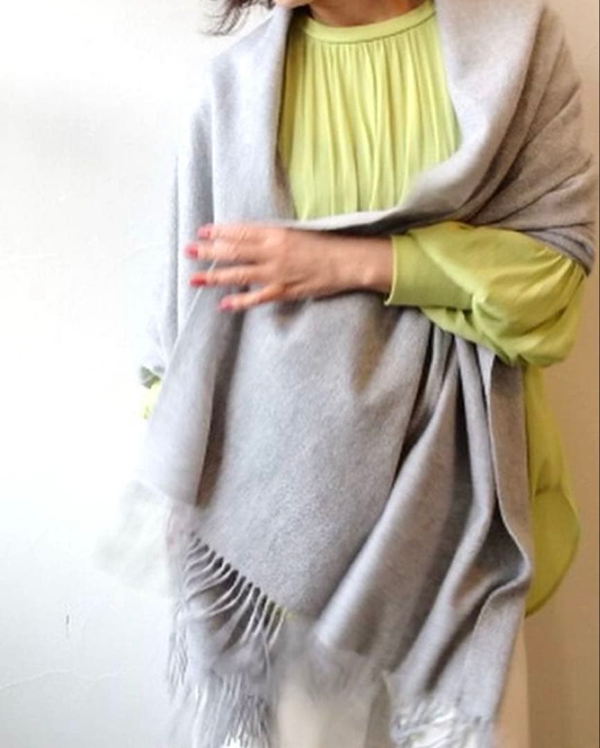 極上カシミヤ100%☆大判 ストール☆杢グレー