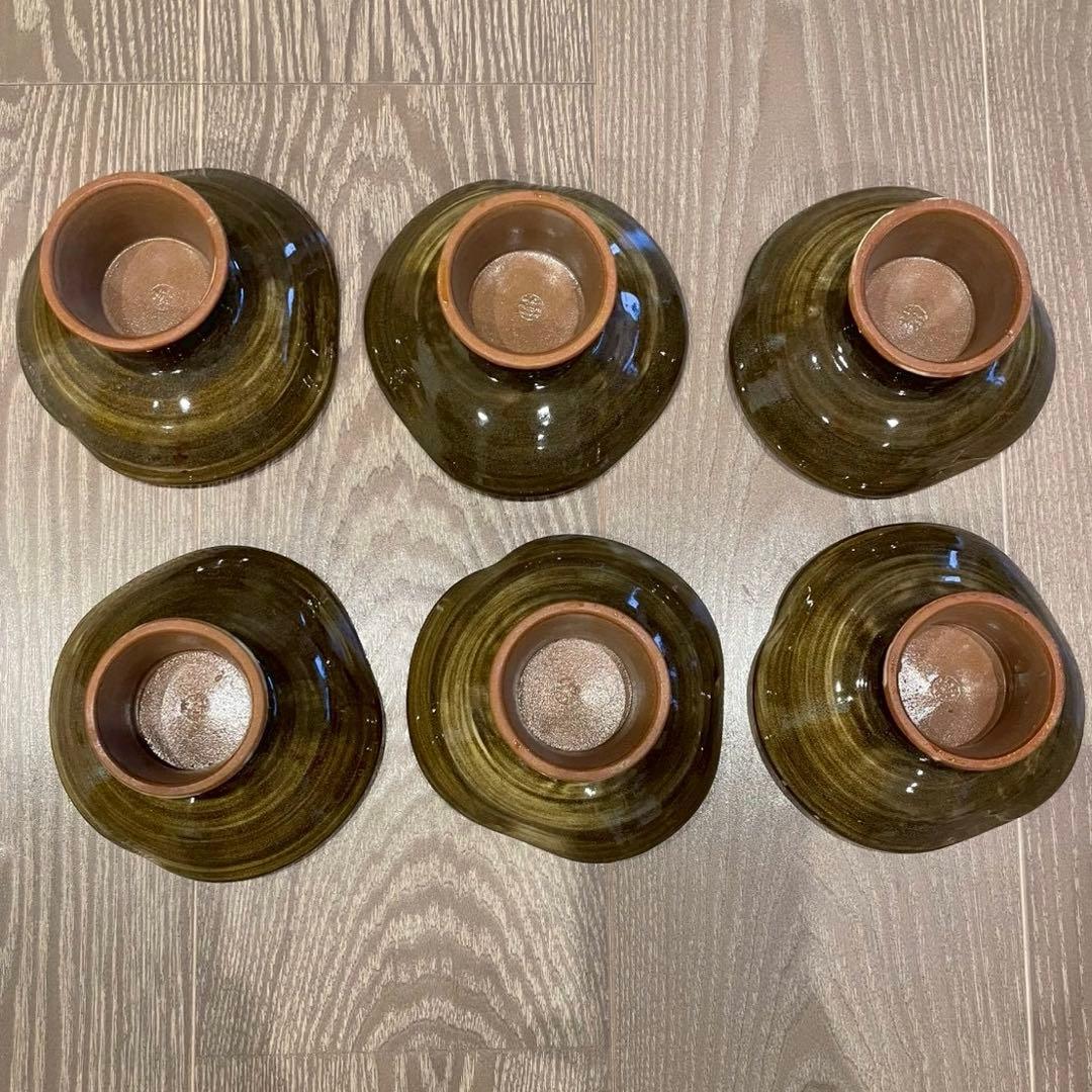 京焼き　清水焼き　陶あん窯　草花高台皿6枚