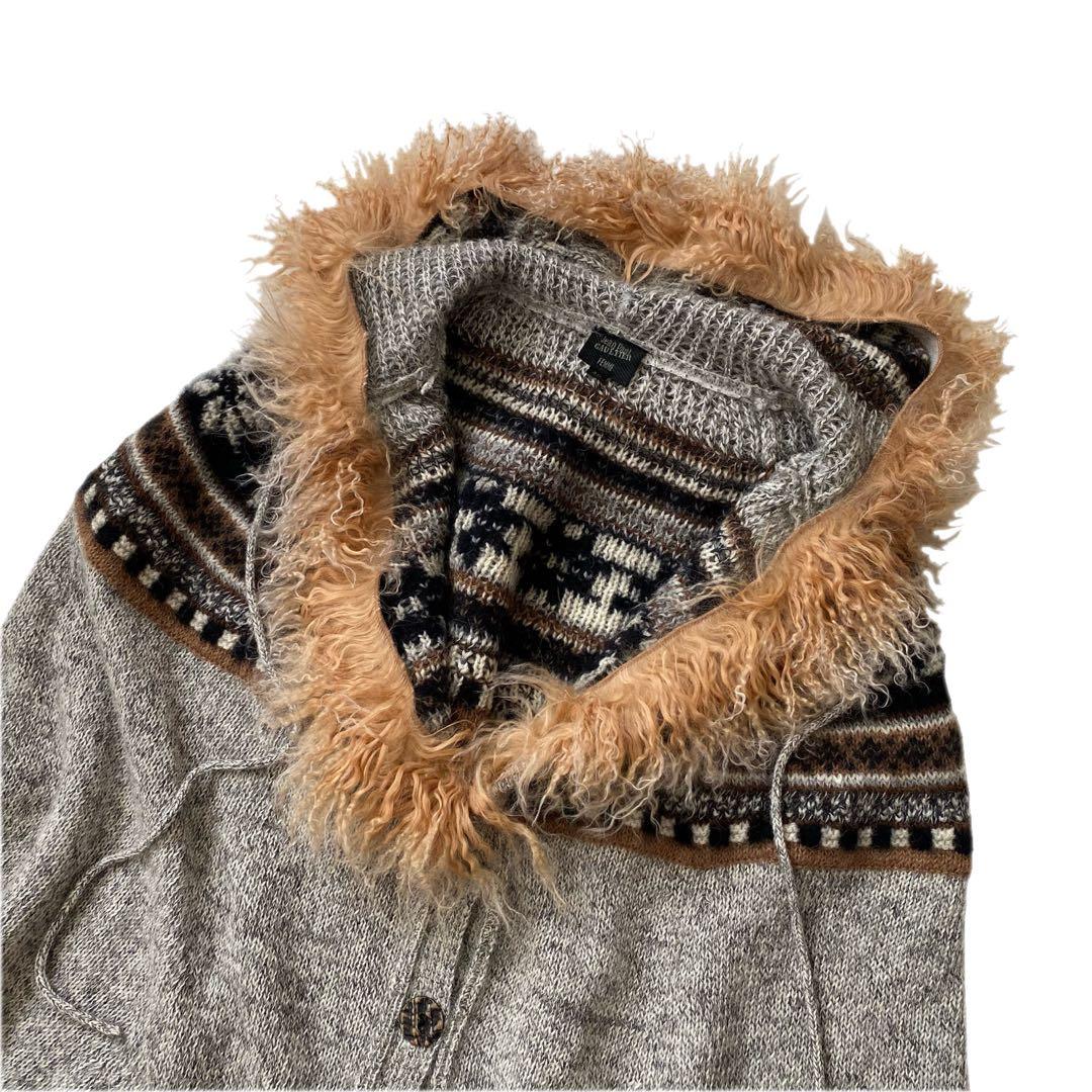 美品 ジャンポールゴルチエ ファー ニット ポンチョ 40 GAULTIER