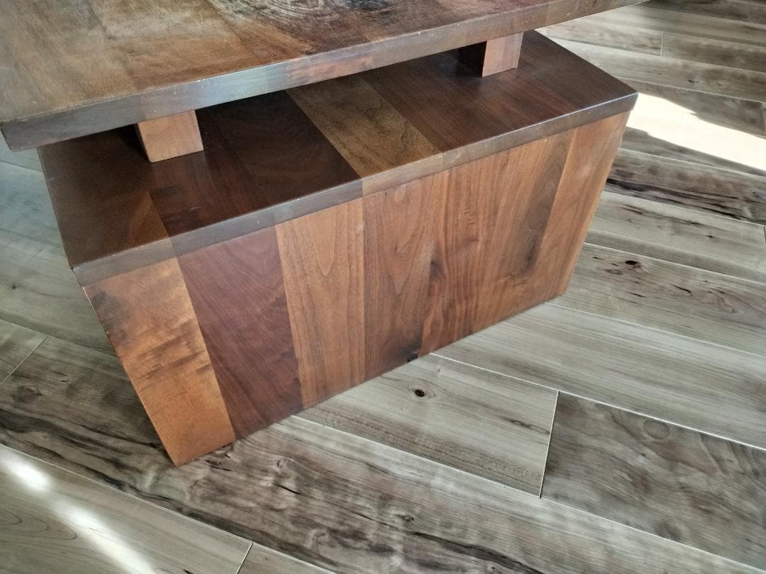 あや　レア 中棚付き ウォールナット 無垢 ローテーブル 板厚20mm