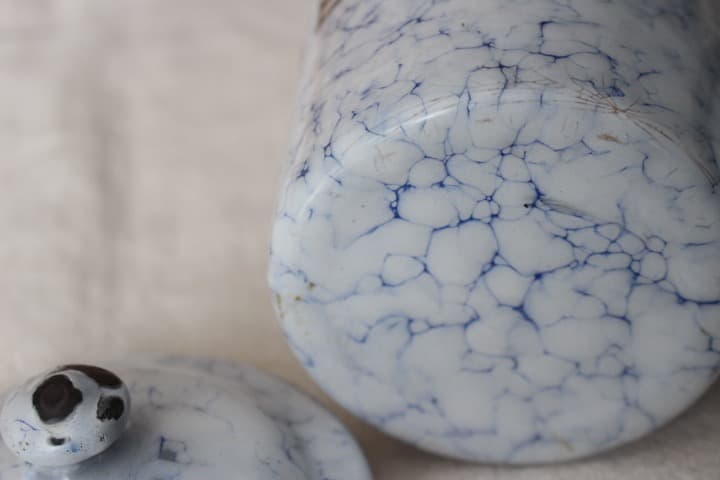 フランスアンティーク ホーローキャニスター3点 マーブル