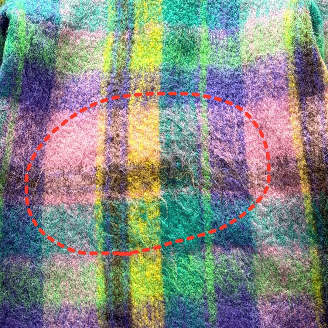 希少品! エムズグレイシー シャギーチェックコート くるみボタン