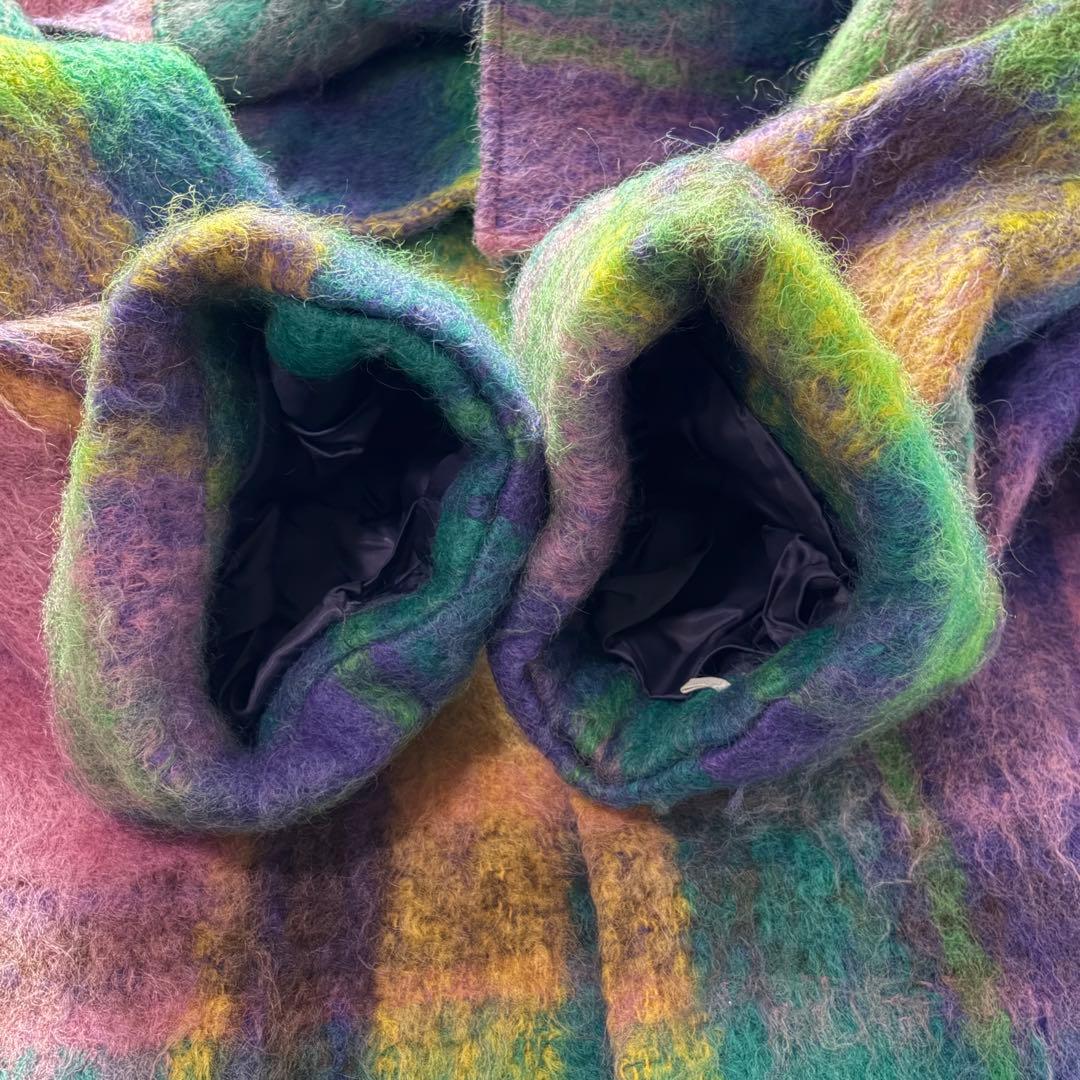 希少品! エムズグレイシー シャギーチェックコート くるみボタン