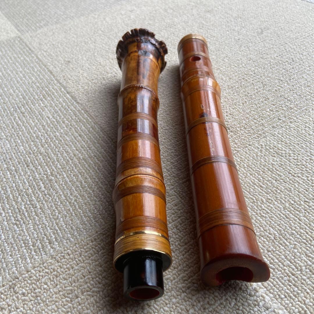 214⭐️ 尺八　一尺八寸管唄口金　中継ぎ金三線　竹峰銘他　最高級品