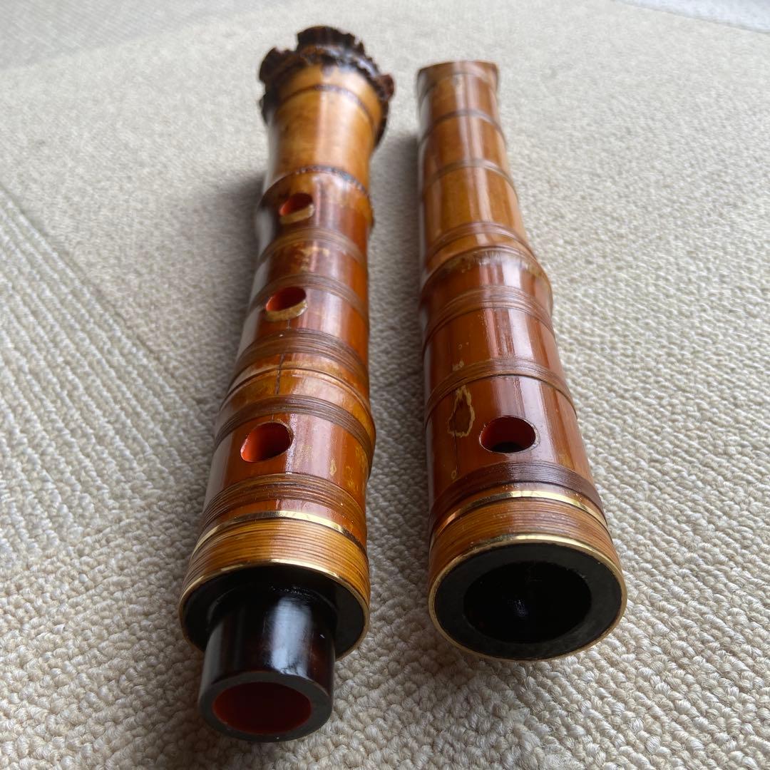 214⭐️ 尺八　一尺八寸管唄口金　中継ぎ金三線　竹峰銘他　最高級品