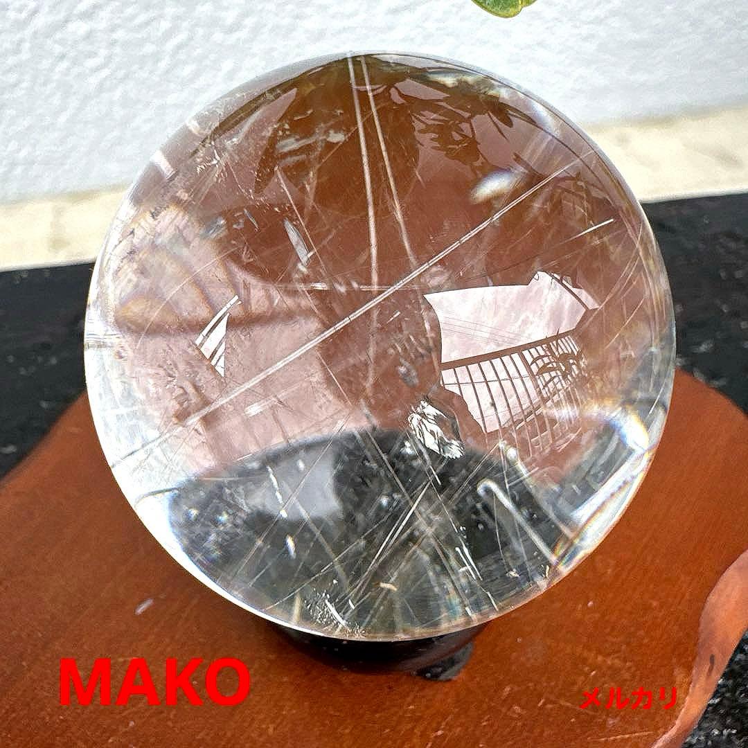 M1828☆ルチルクォーツ丸玉44mm 111g☆天然石 原石