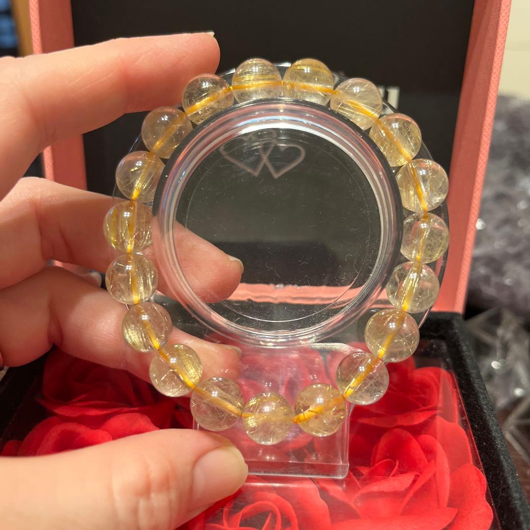 天然石ブレスレット　ゴールドルチルクォーツ