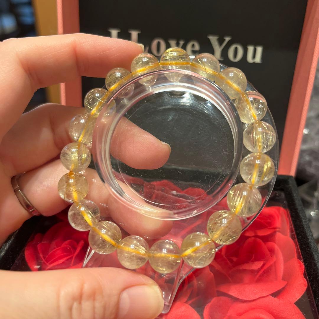 天然石ブレスレット　ゴールドルチルクォーツ