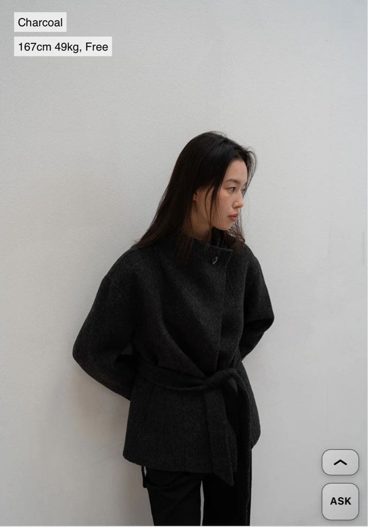 OHOTORO Ecru Half Coat チャコール ウールコート - メルカリ