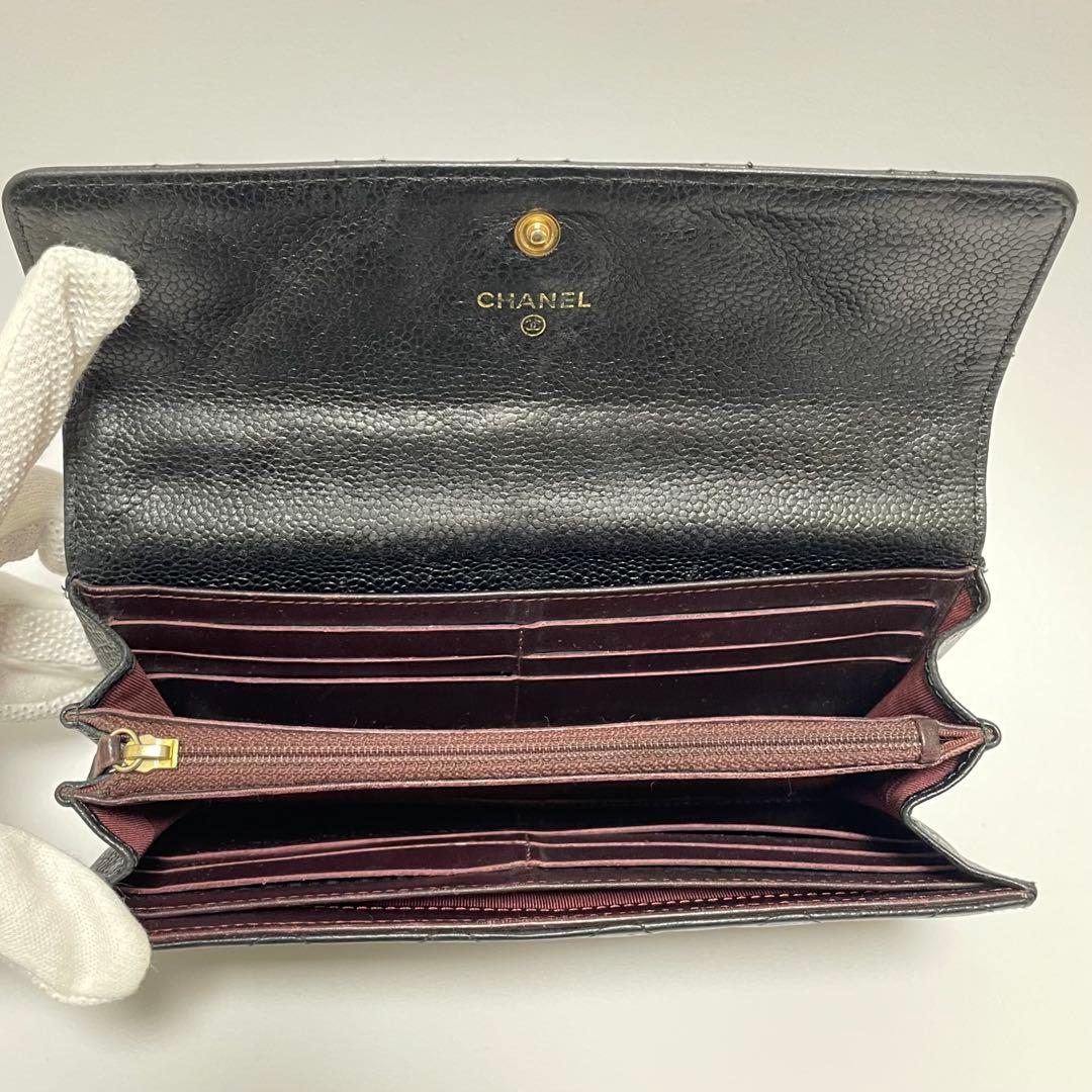 CHANEL シャネル マトラッセ キャビアスキン 財布 フラップフォレット