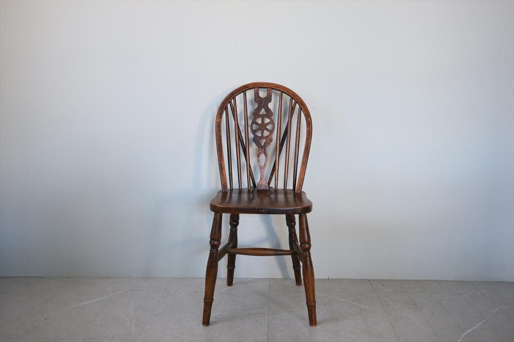 英国アンティーク木製ホイールバックチェア/ダイニングイス/椅子(91-203-7
