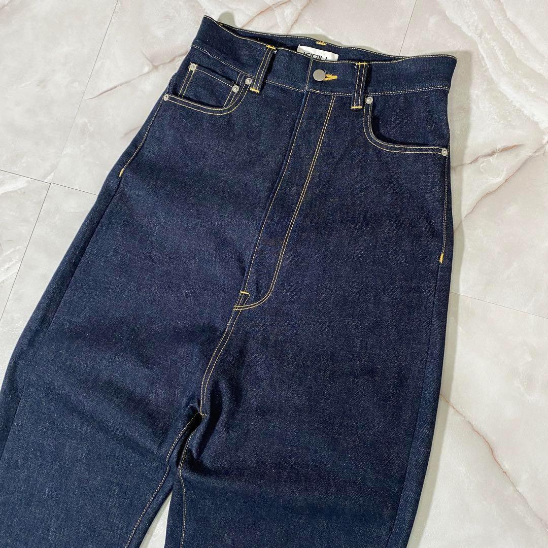 美品キディルワイドサルエルデニムパンツインディゴ42