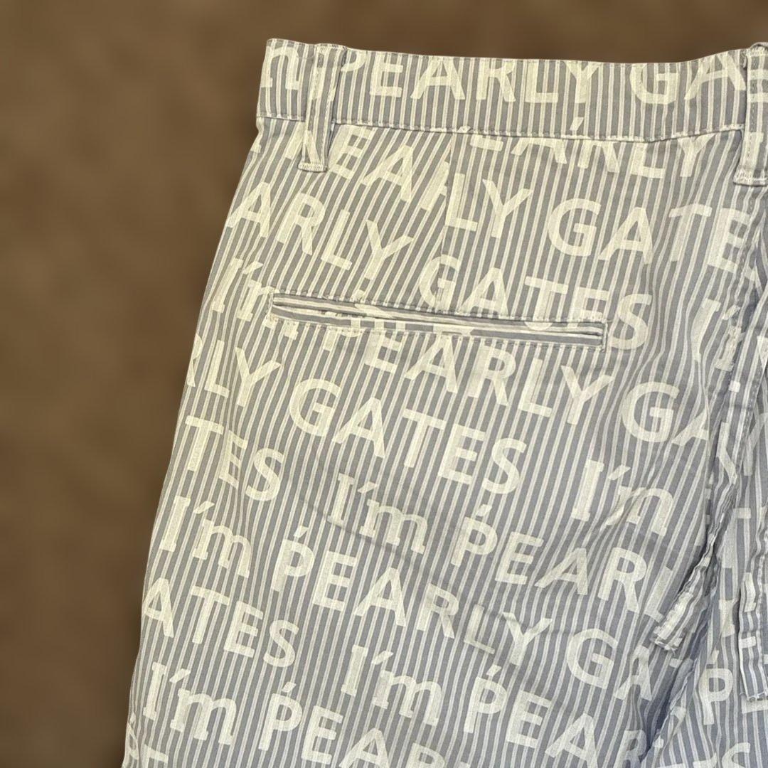 パーリーゲイツ　パンツ　L〜XL相当 総柄　ストライプ　白　5 コットン素材