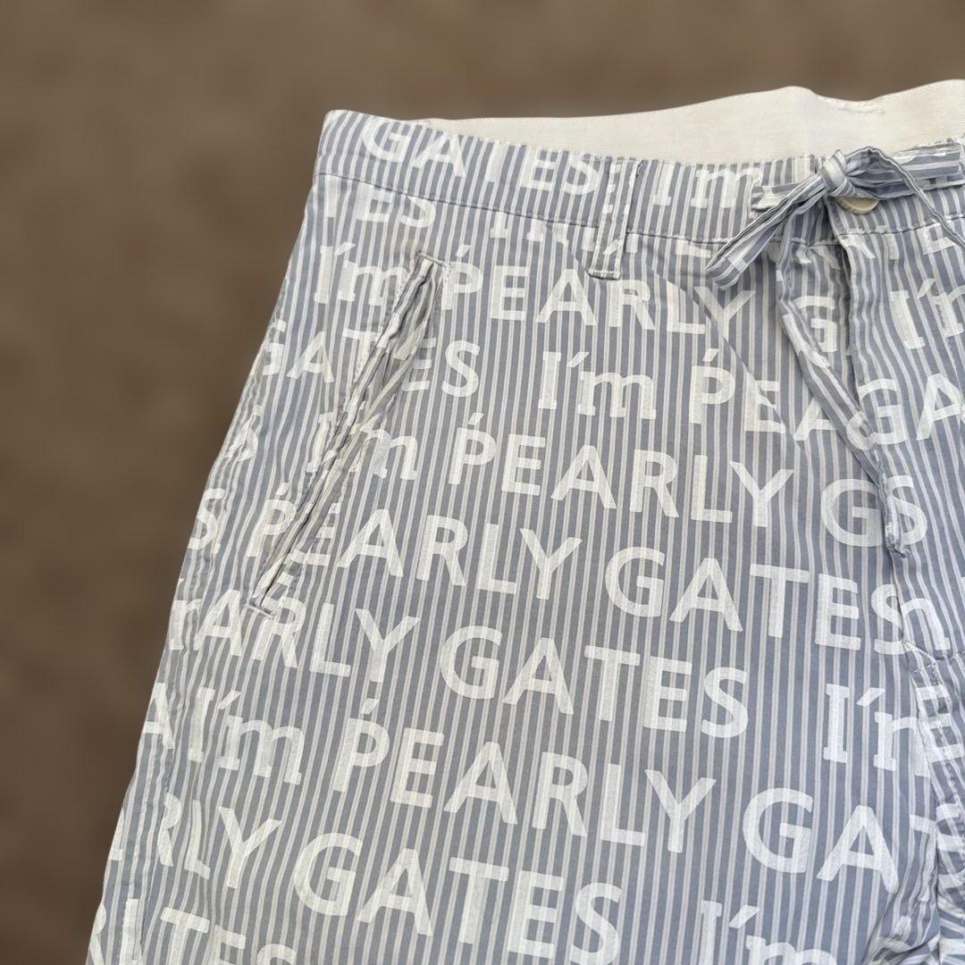 パーリーゲイツ　パンツ　L〜XL相当 総柄　ストライプ　白　5 コットン素材