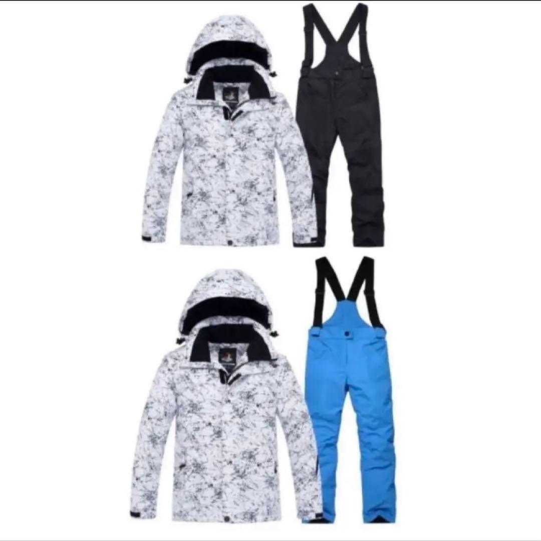 スキーウエア　スノボウエア　スノボ　大理石 タイダイ柄 上下セット 黒　ブラック