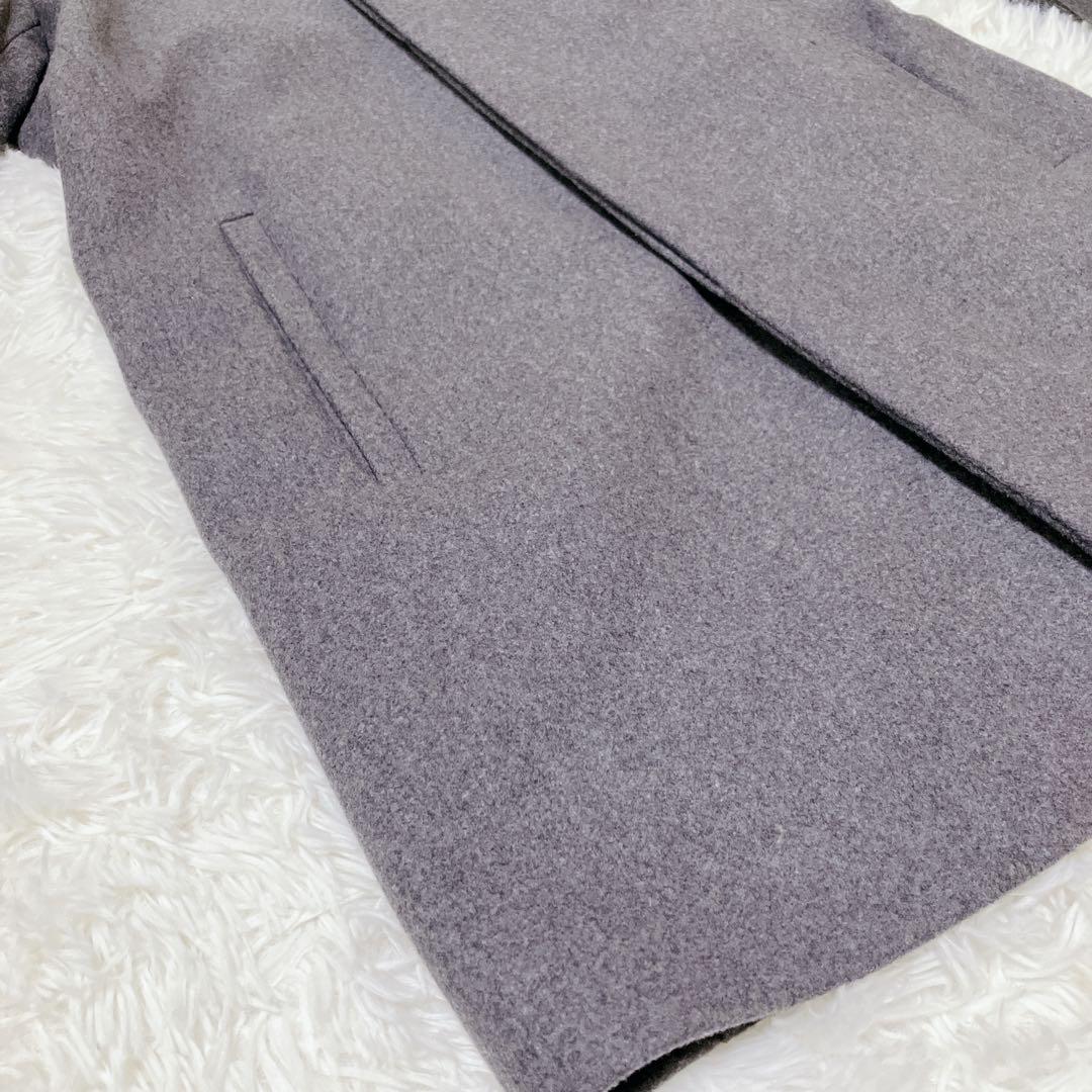 【美品】セオリー　ステンカラーコート　カシミア混　グレー　比翼　XS