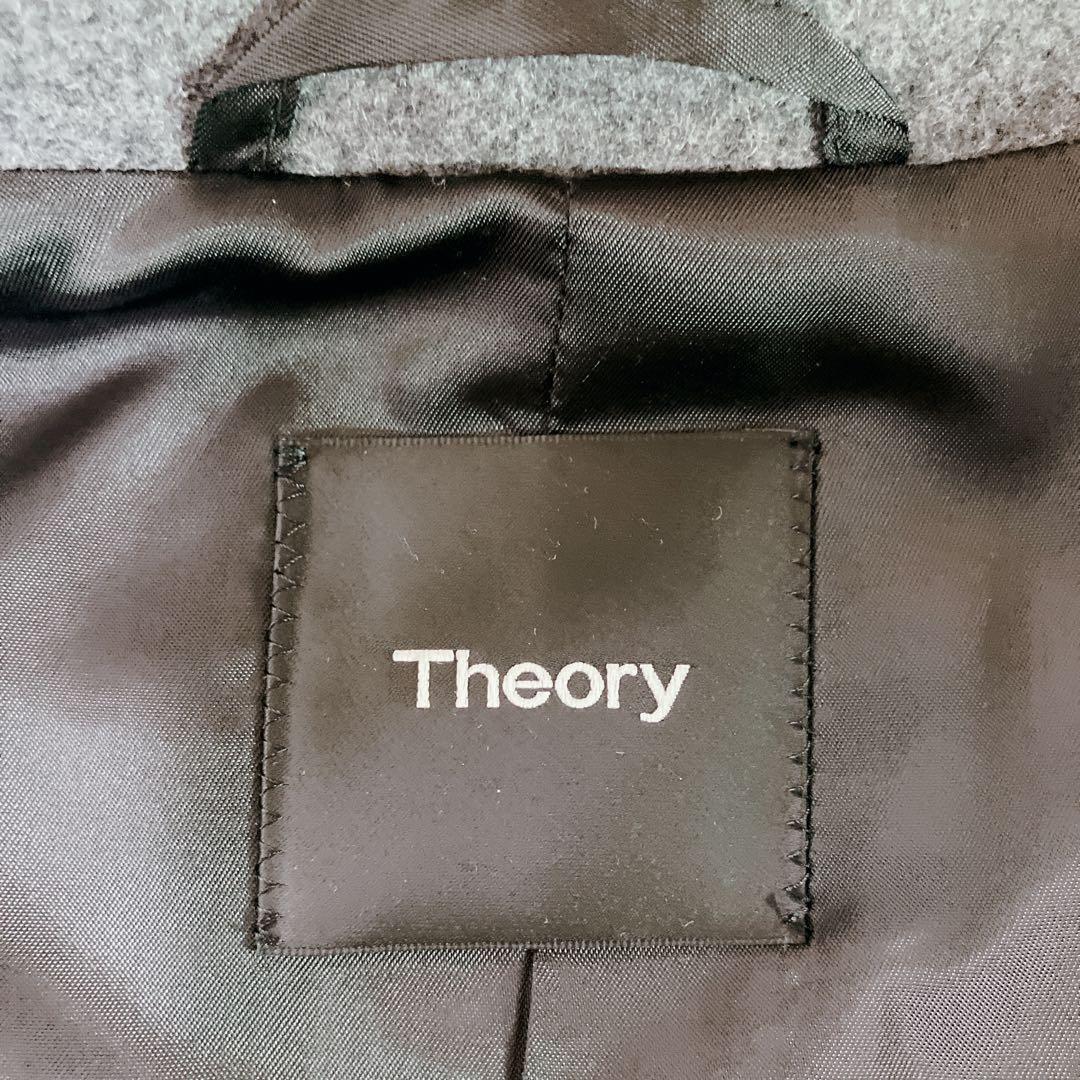 【美品】セオリー　ステンカラーコート　カシミア混　グレー　比翼　XS