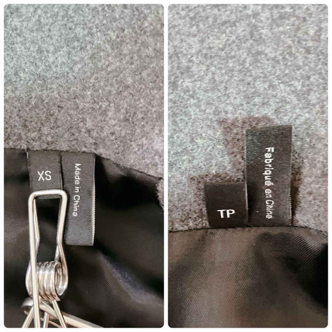 【美品】セオリー　ステンカラーコート　カシミア混　グレー　比翼　XS