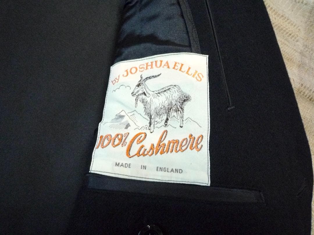 英国 ジョシュア・エリス社 カシミヤ100% コート 黒
