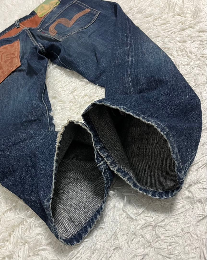 EVISU エヴィス　デニム　ジーンズ　日本製　レザー　インディゴ　FREE