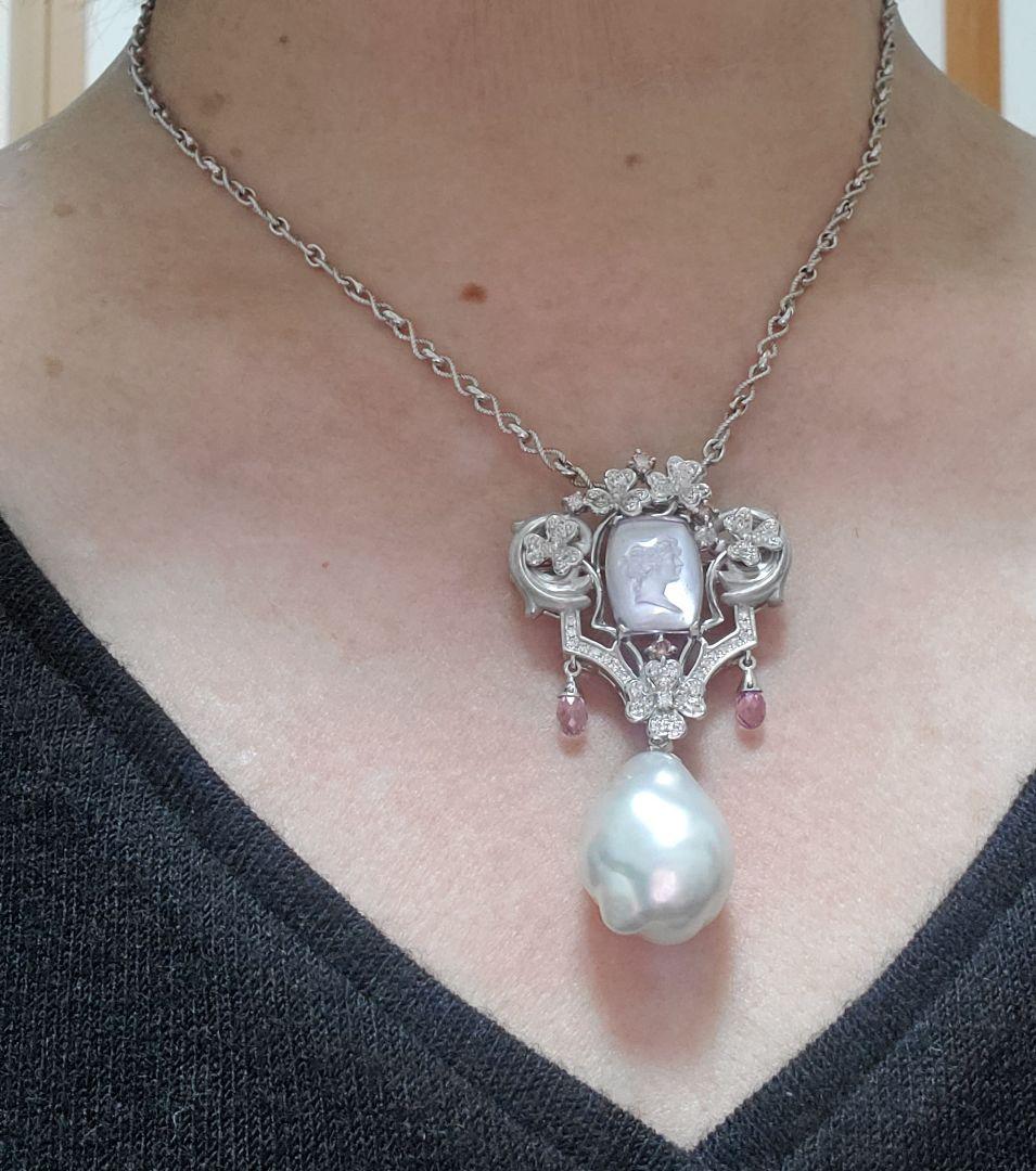 K18WG カメオ ネックレス Italy