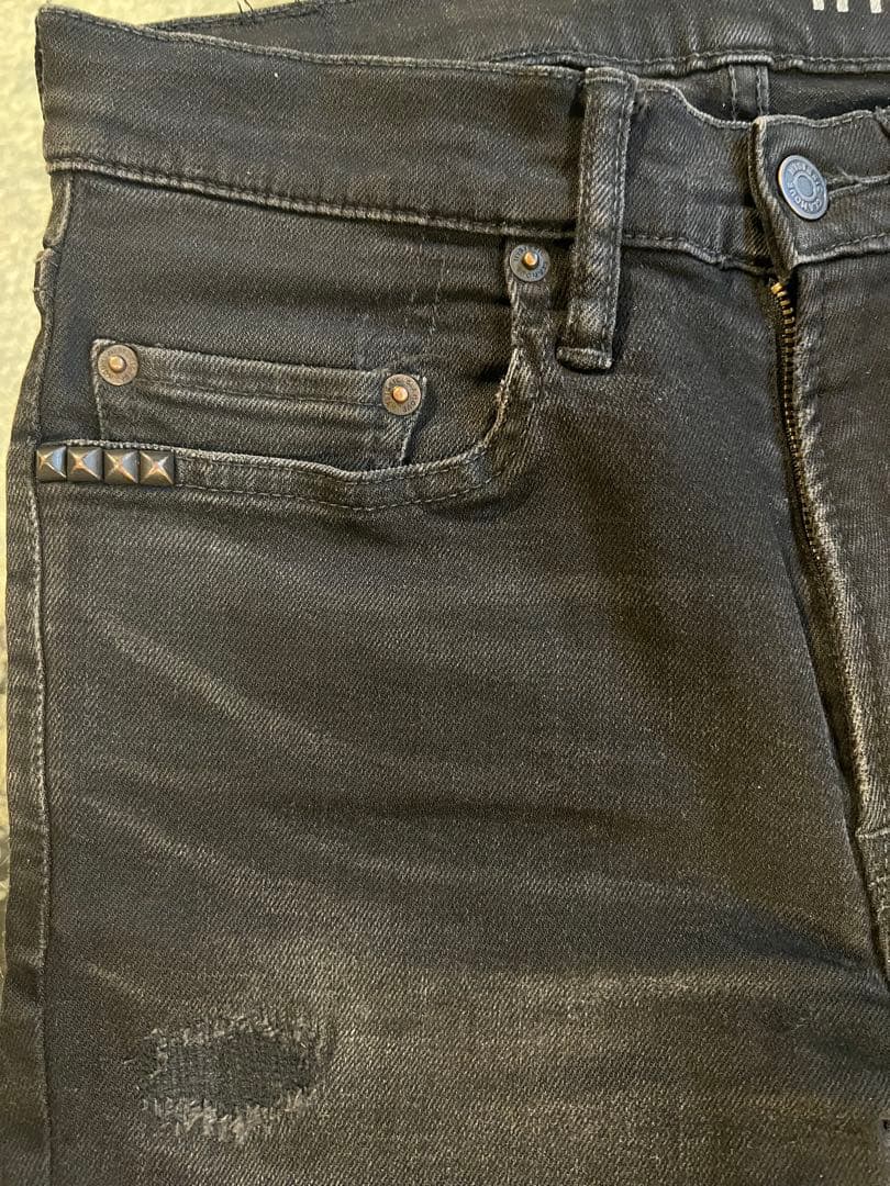 HYSTERIC GLAMOUR ブラックデニム　ダメージサイズ28 スキニー