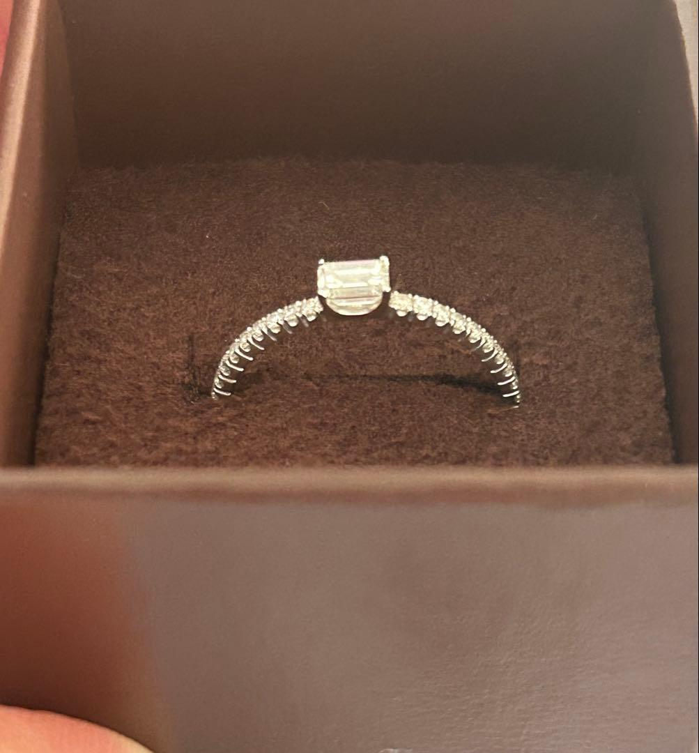 エメラルドカットダイヤモンドリング　　Au750