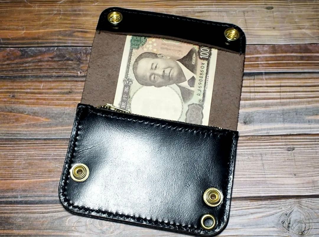 ショートトラッカーウォレット 二層 馬革 茶芯 真鍮 トラッカー