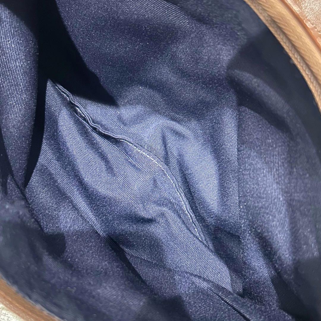 極美品 コーチ ワンショルダー バッグ シグネチャー デニム レザー ネイビー