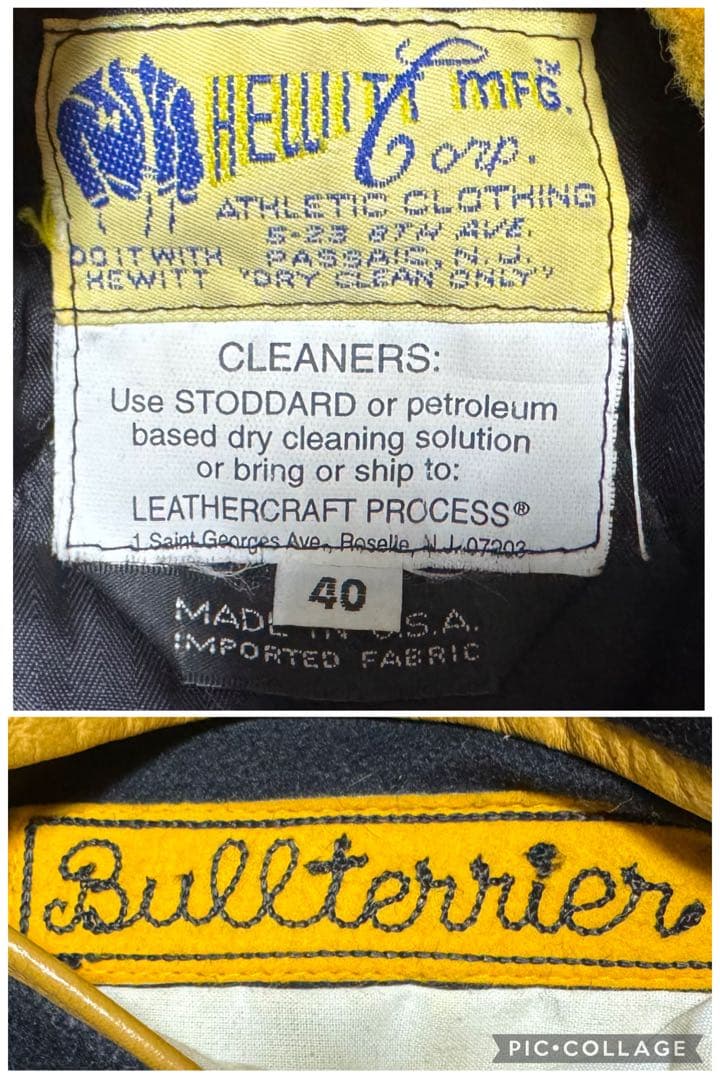 稀少 HEWITT 米国製 Bears CHICAGO セミデコ 袖革スタジャン