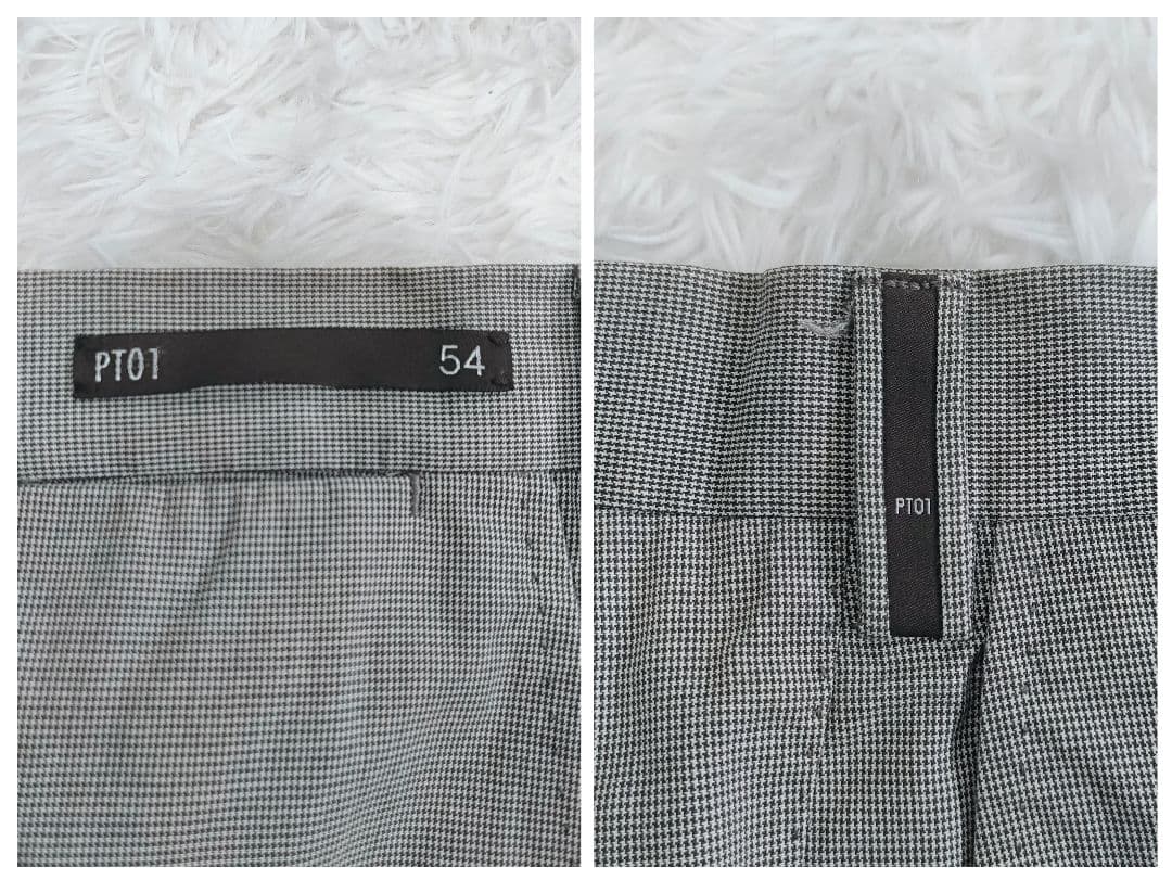 PT01 ピーティーゼロウーノ スラックス 54 2XL グレー 千鳥柄 大きい